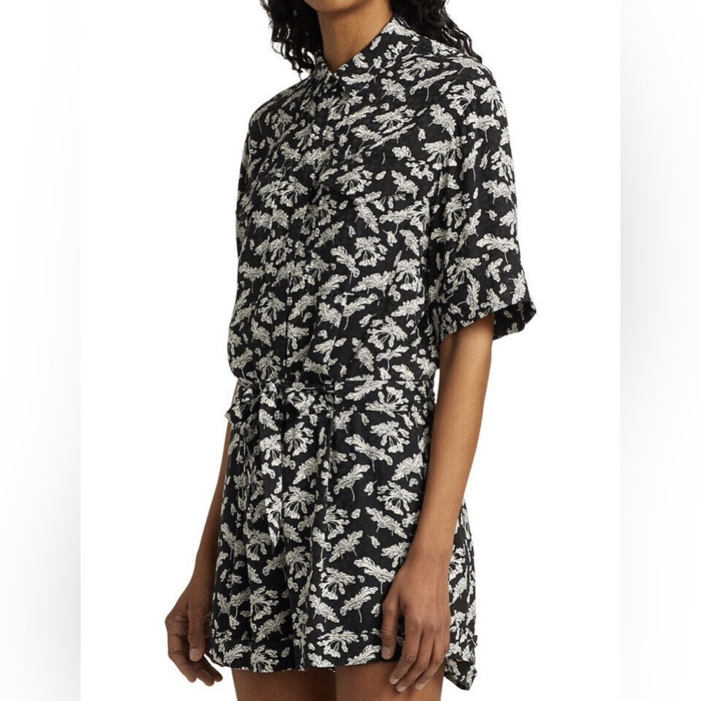 NWT Rag + Bone Black & White Floral Surplus Romper Short Sleeve $425 Size 6 - Picture 3 of 7